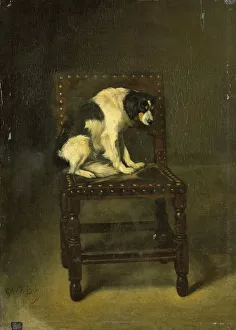 Rivet Prints: A Dog on a Chair, 1860-1891. Creator: Guillaume Anne van der Brugghen