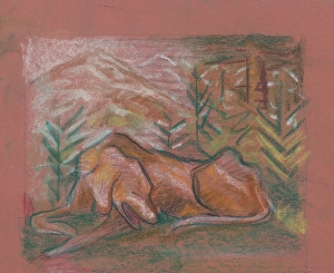 Lonely Prints: Dog in the forest, around 1937. Creator: Arnold Peter Weisz-Kubincan