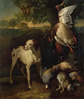 Hare Prints: Dog and Game, 1711. Creator: Alexandre Francois Desportes