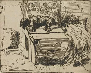 James Mcneill Whistler Collection: The Dog on the Kennel, 1858. Creator: James Abbott McNeill Whistler