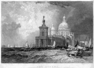 J Edward Goodall Prints: The Dogana, Venice, Italy, 19th century. Artist: E Goodall