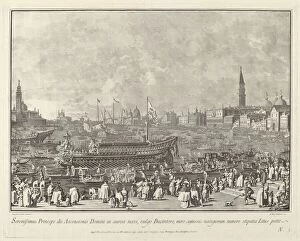 Canal Giovanni Antonio Collection: The Doge in the Bucintoro Departing for the Porto di Lido on Ascension Day, 1763 / 1766