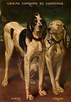 Dog Collar Prints: Two Dogs, c1830-1880. Creator: Louis-Godefroy Jadin