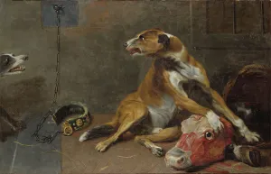 Dog Collar Prints: Dogs Fighting over a Flayed Ox's Head
