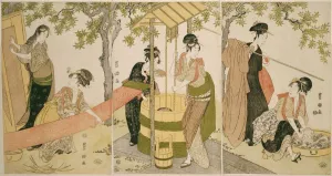 Washerwomen Prints: Doing the Laundry by the Well Curb (Idobata no sentaku to araihari), c. 1795