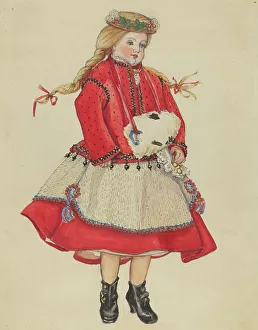 Plaits Prints: Doll, 1935/1942. Creator: Esther Peck