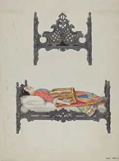 Bedstead Prints: Doll Bed, c. 1937. Creator: Dana Bartlett