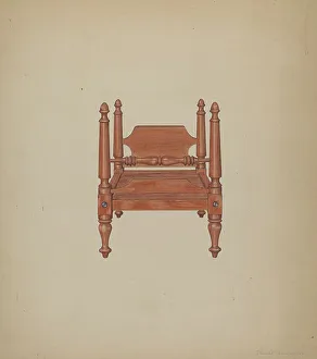 Bedstead Prints: Doll Bed, c. 1938. Creator: Therkel Anderson