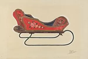 Sledge Collection: Doll Sleigh, c. 1937. Creator: Beverly Chichester