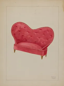 Dolls House Prints: Doll Sofa, c. 1936. Creator: Julie C Brush