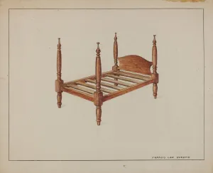 Dolls House Prints: Dolls Bed, 1935 / 1942. Creator: Francis Law Durand