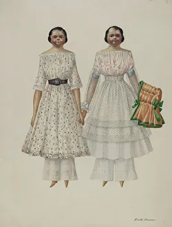 Dolls - Molly and Polly, c. 1937. Creator: Edith Towner. Dolls - Molly and Polly, c. 1937. Creator: Edith Towner