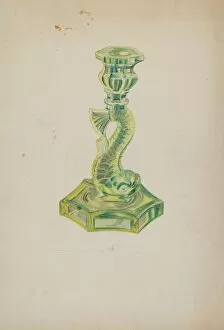 Candleholder Gallery: Dolphin Candlestick, c. 1935. Creator: Ella Josephine Sterling
