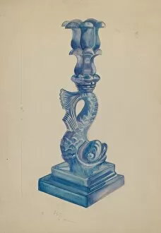 Candlestick Gallery: Dolphin Candlestick, c. 1936. Creator: Ella Josephine Sterling