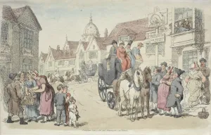 Thomas Rowlandson British Prints: Dolphins Inn: Greenwich and Woolwich Coaches, 1816. Creator: Thomas Rowlandson (British