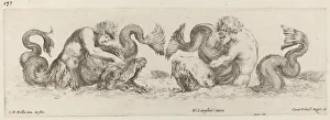 Dolphins and Tritons, probably 1648. Creator: Stefano della Bella Dolphins and Tritons, probably 1648. Creator: Stefano della Bella