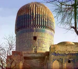 Central Asian Prints: Dome of the Gur-Emir mosque from eastern side