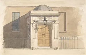 Carriage Lamp Prints: Domed Projecting Rectangular Entrance to a House near Russell Square, 19th century
