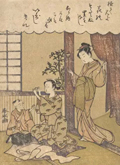 Ink And Colour On Paper Collection: Domestic Scene, ca. 1780. Creator: Yanagawa Shunsui