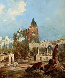 Dominican Prints: Dominican Church after the Fire of 1850. Creator: Adam Gorczynski