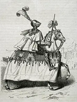Crescent Moon Prints: Don Alvaro de Luna wearing battle uniform, 1852. Creator: Unknown