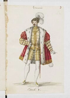 Opera Collection: Don Carlos. Costume design for the opera Ernani by Giuseppe Verdi, 1845