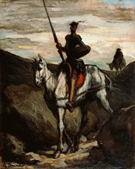 Don Quixote in the Mountains. Artist: Daumier, Honore (1808-1879)