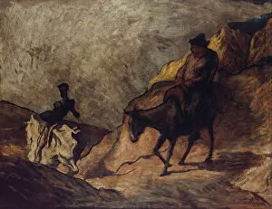 Don Quixote Gallery: Don Quixote and Sancho Panza, 1866-1867. Artist: Daumier, Honore (1808-1879)