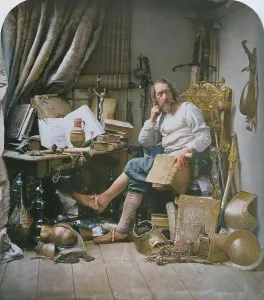Distracted Prints: Don Quixote in His Study, 1857. Creator: William Henry Lake Price