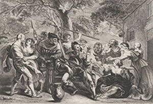 Rowdy Gallery: Don Quixote and troops of La Santa Hermandad outside a tavern, ca. 1635-79