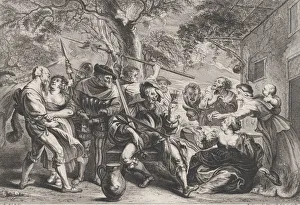 Shooting Prints: Don Quixote and troops of La Santa Hermandad outside a tavern, ca. 1635-79