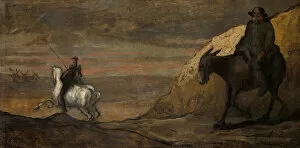 Honore Daumier Gallery: Don Quixote and the Windmills, c. 1850. Creator: Unknown