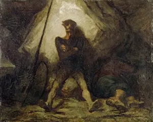 Miguel De Prints: Don Quixote's Vigil, 1855. Creator: Honore Daumier