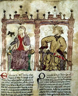 Portraits Prints: Don Rodrigo, last Visigothic King (671 -711), Tariq, Chief Berber, miniature of