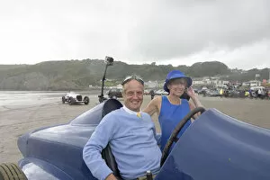Don Wales and Blue Bird fan Claire Meadows Pendine Sands 2015. Creator: Unknown
