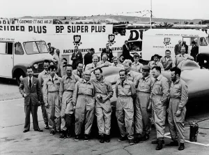 Team Prints: Donald Campbell and the Bluebird team, Goodwood, 22nd July 1960