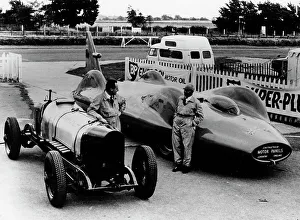 Sunbeam Prints: Donald Campbell with a Sunbeam 350 and Leo Villa with Bluebird, c1964