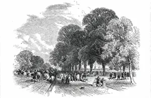 Doncaster Races - the Road to the Course, 1850. Creator: Edmund Evans