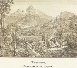 Donnerstag - Berchtesgaden und der Watzmann (Thursday - Berchtesgaden and the...), 1823. Creator: Ferdinand Olivier