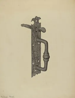 Iron Collection: Door Handle with Thumb Press, c. 1938. Creator: Mildred Ford
