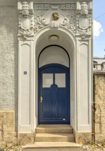 Front Door Prints: Door, Jugendstil Villa, Hegelstrasse 5, Weimar, Germany, 2018. Artist: Alan John Ainsworth