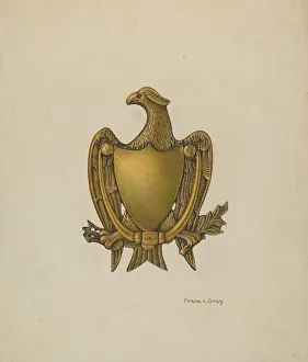 Fittings Prints: Door Knocker, c. 1940. Creator: Frank Gray