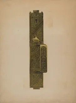 Keyhole Prints: Door Latch and Handle, c. 1939. Creator: Paul Poffinbarger