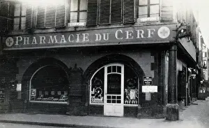 Front Door Prints: The front door of the Pharmacie du Cerf on the corner of the street