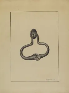 Door Knocker Prints: Door Pull and Knocker, c. 1936. Creator: Jack Staloff
