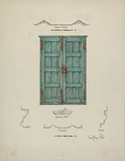 Double Door Prints: Doors (Inside View), c. 1939. Creator: Geoffrey Holt