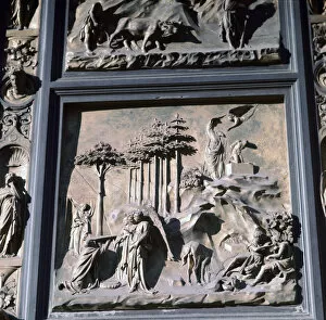 Detail of the doors of Paradise showing Abraham and Isaac, 15th century. Artist: Lorenzo Ghiberti