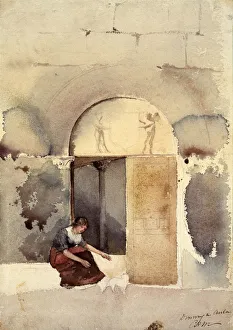Watercolor And Pencil On Paper Prints: Doorway in Anla(?), n. d. Creator: Cass Gilbert