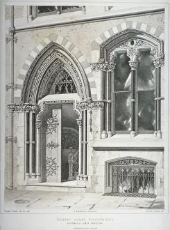 Robert Dudley Collection: The doorway and lower windows of Crosby Hall at no 95 Bishopsgate, City of London, 1860
