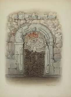Donahoo Juanita Prints: Doorway, Stone, c. 1940. Creator: Juanita Donahoo